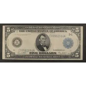 $5 1914 Blue Seal Federal Reserve Notes 855A (3)