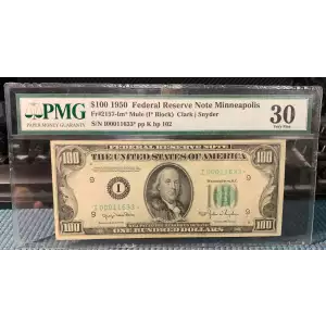 $100 1950  Small Size $100 Federal Reserve Notes 2157-Im* (2)