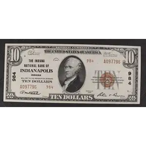 $10 1929 small brown seal. Small National Bank Notes 1801-2 (2)