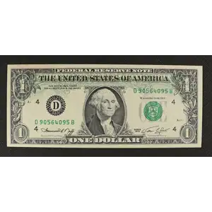 $1 1974 Green seal. Small Size $1 Federal Reserve Notes 1908-D (2)