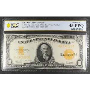 $10 1922 Gold Gold Certificates 1173