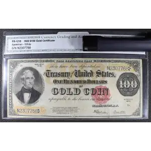 $100 1922 Small Red Gold Certificates 1215 (2)