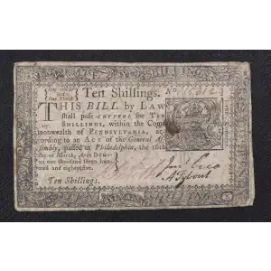 10s March 16, 1785  COLONIAL CURRENCY PA-270 (2)