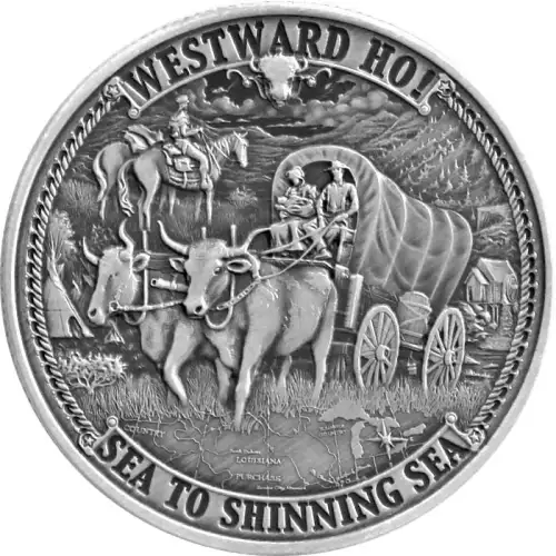 Westward Ho - 2020 Frontiers 1 oz Silver Round (Antique Finish) (2)